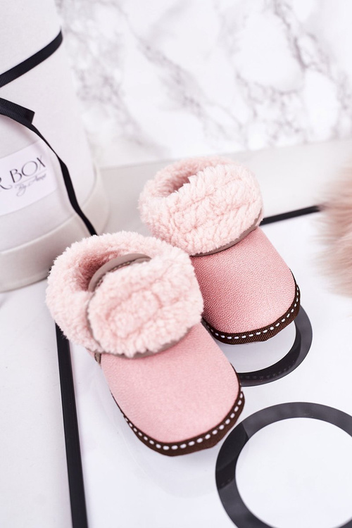 Dětské Teplé Pantofle S Kůží Růžové Cloudlet