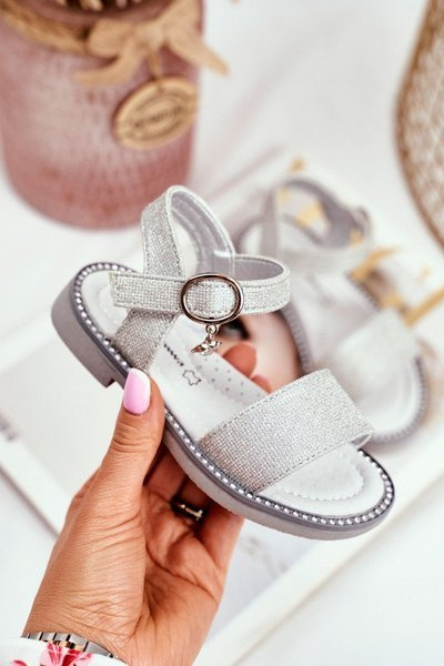 Detské sandále pre suchý suchý suchý strieborný trblietky