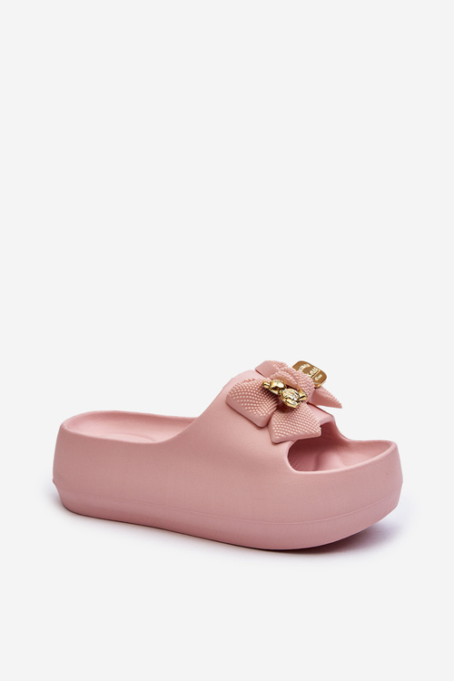 Dámske penyové žabky s mašľou ružové Salessa