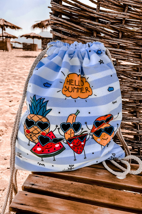 Batoh Bag Towel 3v1 Bílé a modré pruhy