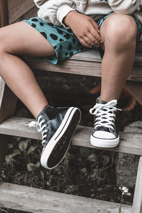 Dětské kožené vysoké tenisky Černe a bíle Marney