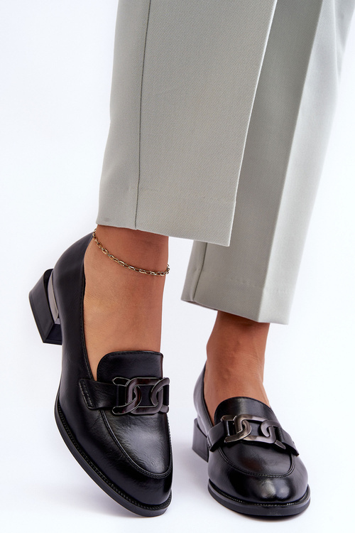 Čierna kožená topánky Sakina s vysokými podpätkami