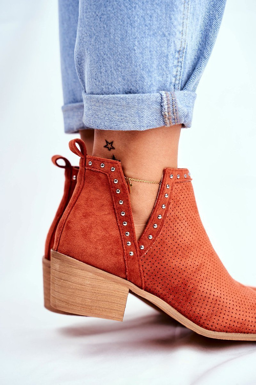 Dámské Kotníkové Boty Na Podpatku Oranžové Margate