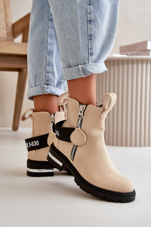 Ženské izolované topánky s béžovým zipsom Calvaro
