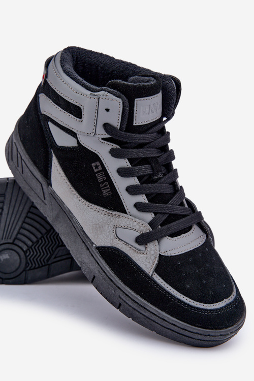 Semišové Pánské Tenisky Big Star OO174303 Hi-Poly System Černo-Šedé