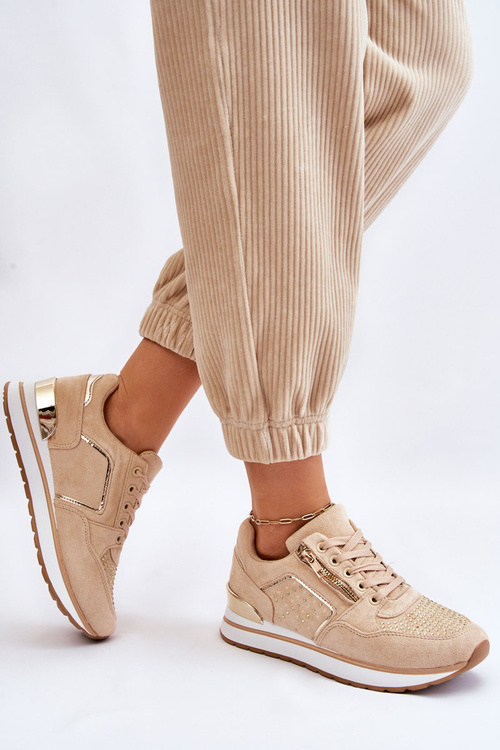 Dámská sportovní obuv s ozdobným zipem béžová Adrea