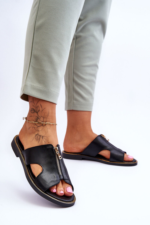 Dámské pantofle s ozdobným zipem Černá Clarence