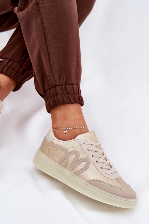 Nízké Dámske Športové Topánky Z Eko Kože Zlatobéžové Iladira