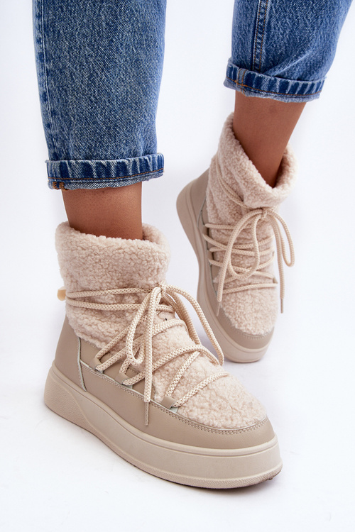 Dámske snehové topánky na platforme Ahatissa Light Beige Platform