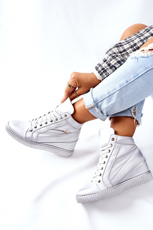 Dámská Sportovní Obuv Goe Kožená Lewski Stříbrné 3079