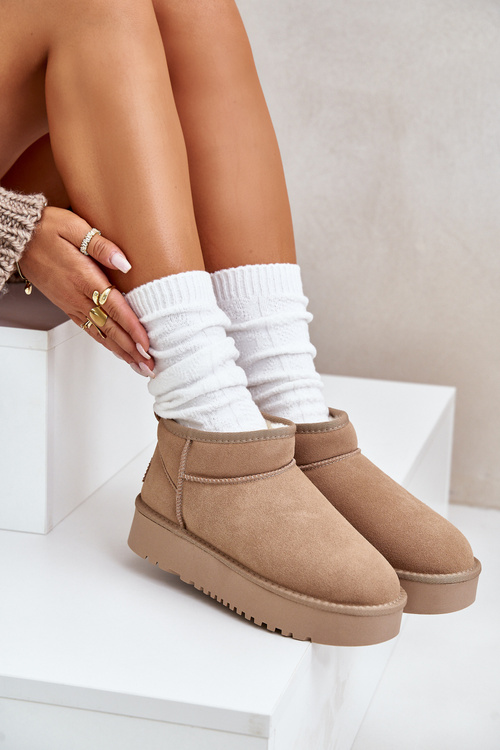 Dámske Semišové Snehule Na Platforme Béžové Nereviana