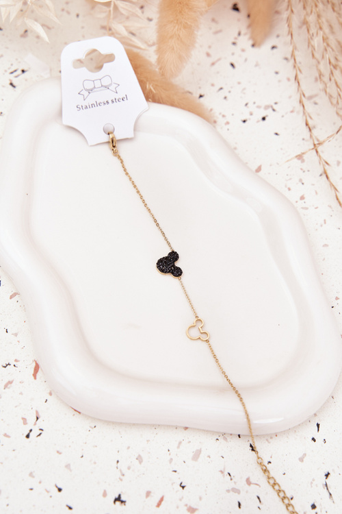 Nerezový oceľový náramok Myš Miki zlatý