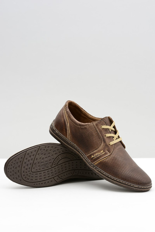 Pánské kožené krajkové hnědé perforované boty Markos