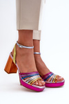 Dámské sandály na podpatku D&A CR920 Multikolor