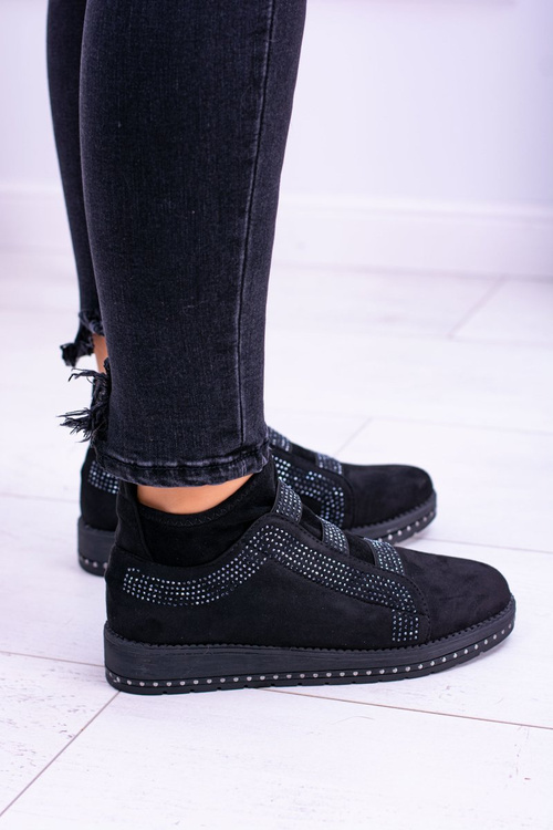 Semišové černé dámská sportovní obuv se zirkony Petite