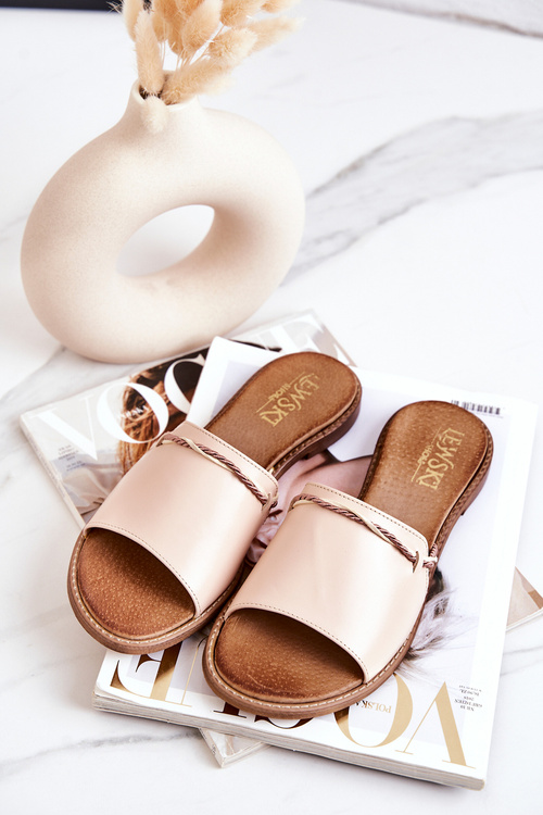 Kožené Nazouváky Lewski Shoes 3047 Béžové