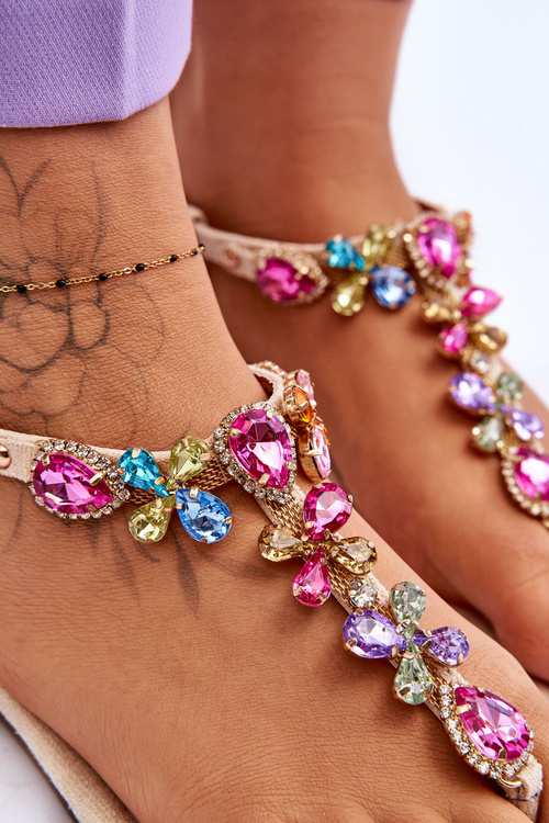 Semišové žabky S Kameny Béžove Frency