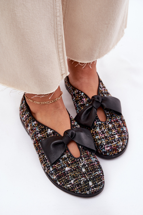 Kožené Baletky S Mašlí Laura Messi 2921 Černé