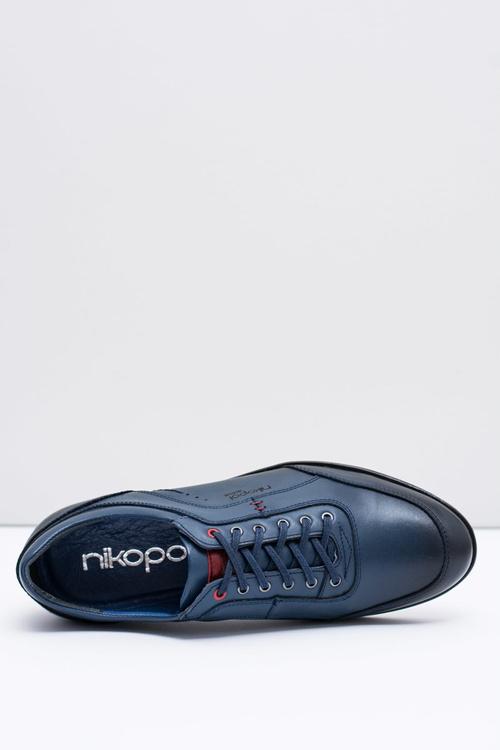 Men's Navy Leather Casual Shoes Nikopol Casual Polver