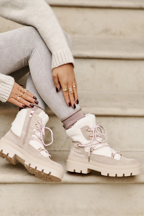 Boty S Kožíškem Typu Beránek Béžové Merilana