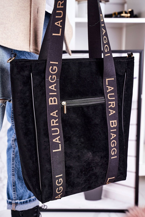 Veľká taška na kupujúci s odnímateľným čiernym pásom Laura Biaggi