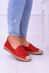 Lu Boo Boo Dámske baleríny Červené espadrilly s kvetmi Macarena