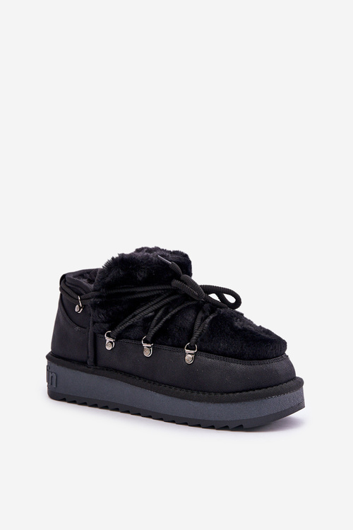 Nízké Sněhové Boty Na Platformě S Kožíškem D.Franklin Černé DFSH370011