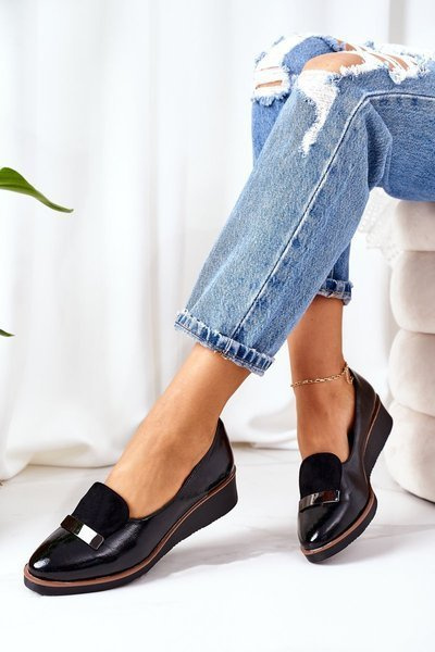 Maľované topánky na potocki klin 12032 čierne