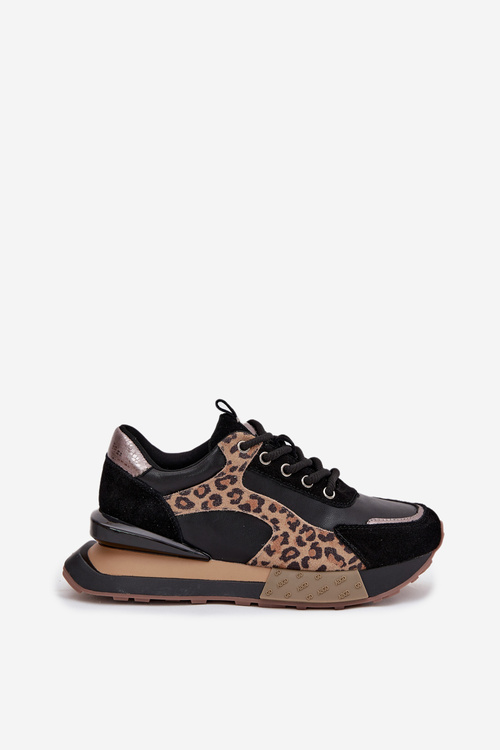 Kožené dámske tenisky na platforme Panterka Artiker 55C0134 Čierne