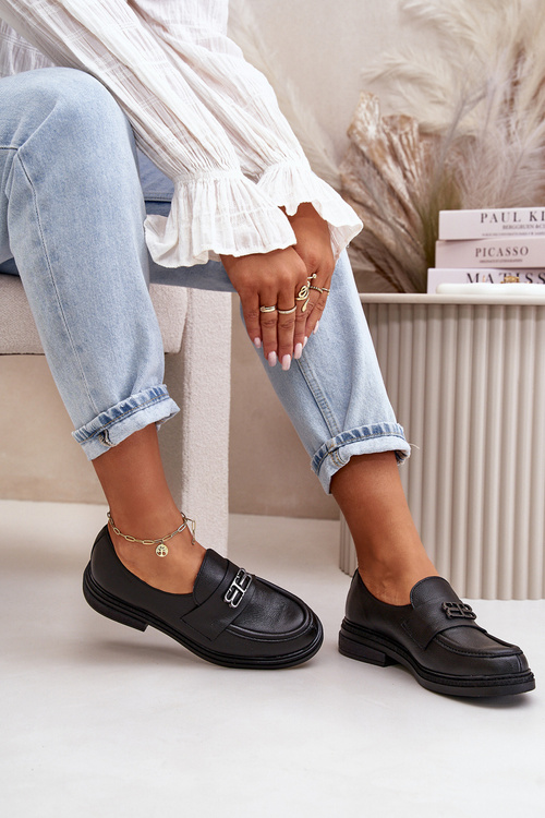 Zazoo 20102 Moderne Lakové Poltopánky na Masívnej Platforme Čierne