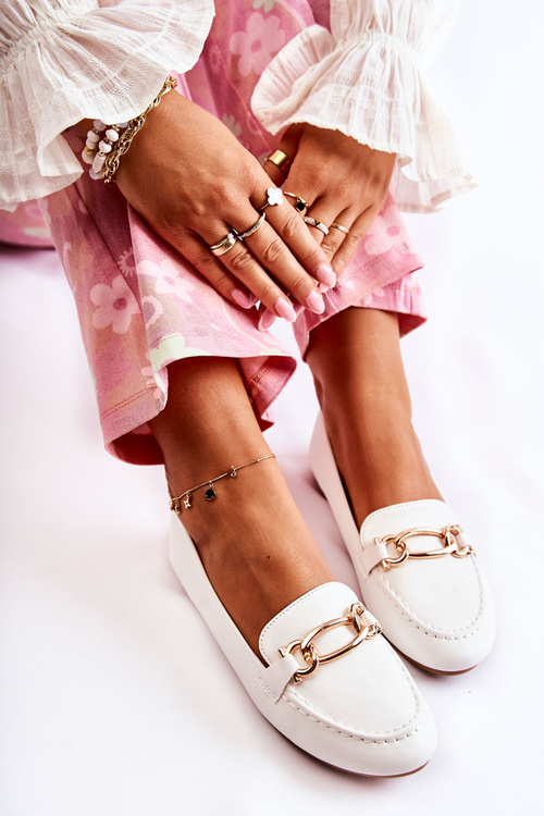 Kožené mokasíny S Dekorací Bíle Millario