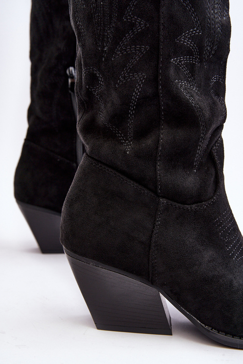 Dámské kovbojské kozačky na sloupu černé Sloana