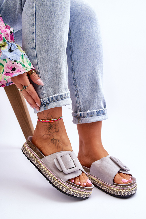 Dámské Sandály Na Zdobené Platformě Šedá Joyce