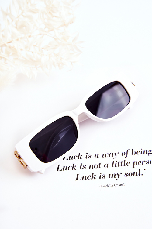 Módne obdĺžnikové slnečné okuliare v120035 biele