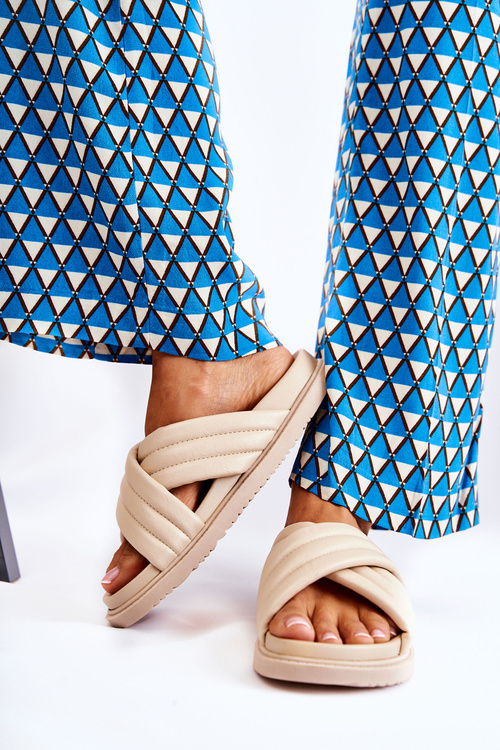 Klasické dámské kožené pantofle béžove Daron