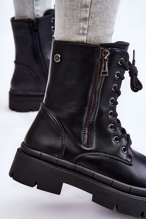 Dámska kožená čipka -Boots Black Shanna