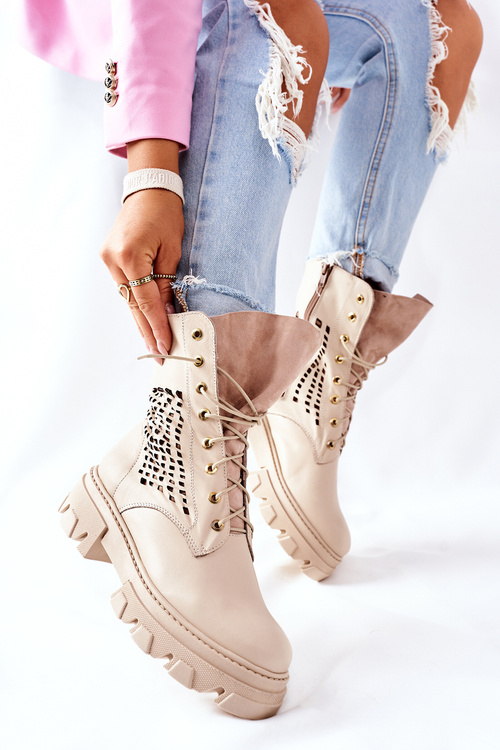 Dámske kožené topánky, béžové béžové topánky