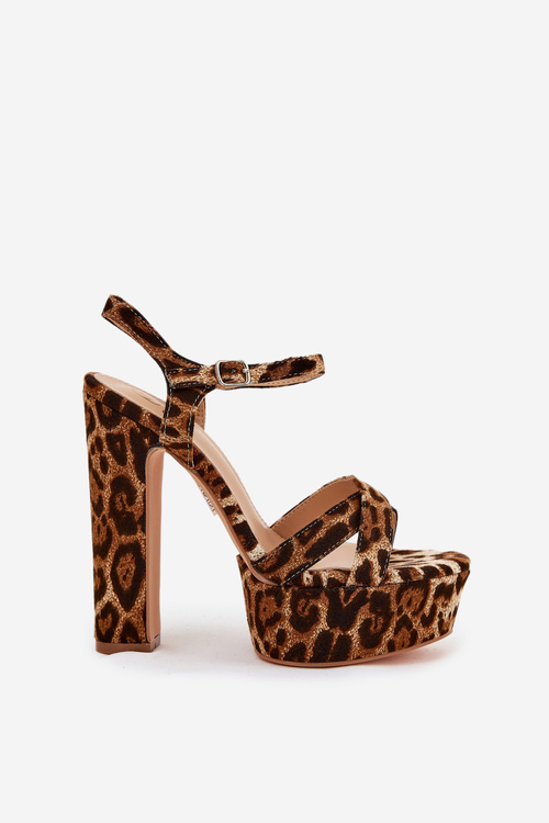 Dámské Sandály Na Podpatku A Platformě Eko Kožené Béžové Lomman