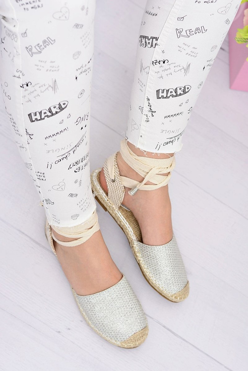 Dámske bielizeň baleríny zviazané strieborné espadrilles more