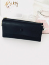 Large Women's Black Trendy Wallet Gold Zipper