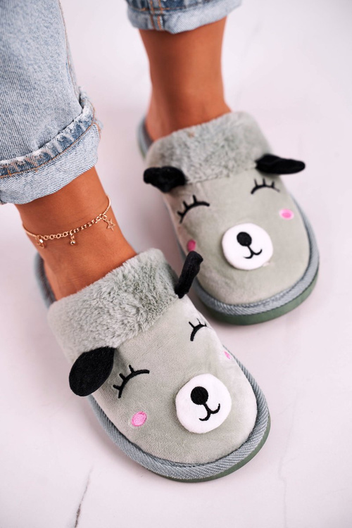 Dámské Velurové Pantofle S Lamou Zelené Ruddy