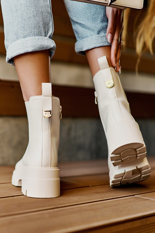 Jodhpur Boots Dámske kožené topánky s dekoráciami Svetelná béžová lobby