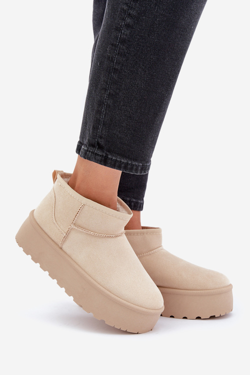 Dámske Snehové Topánky Na Platforme Svetlo Béžové Ninala
