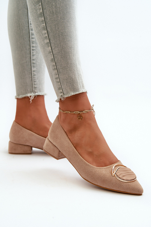 Boty na nízkém podpatku z ekokože S.Barski KV27-037 béžové