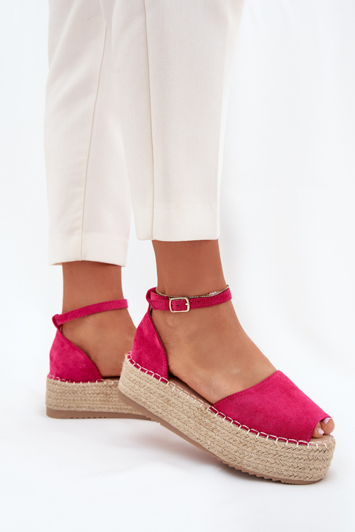Dámske espadrilky na platforme s pletením fuchsie Selise