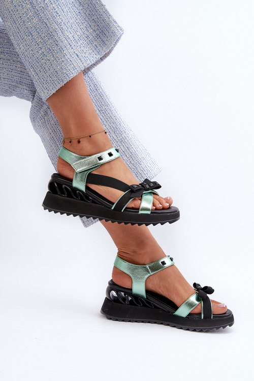 Dámské Sandály S Mašlí D&A CR956 Zelené