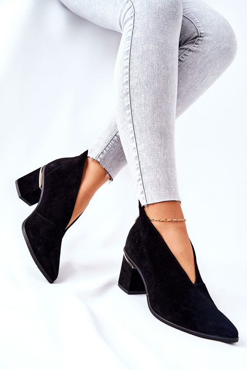 Kožené Boty Na Podpatku Laura Messi černé 2344