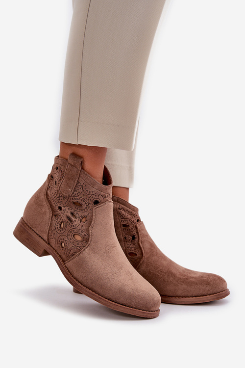 Dámské Botky S Děrováním Na Zip Hnědé S.Barski HY42-081