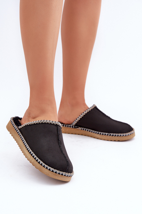 Domácí Obuv Pantofle S Vyšíváním Dámské Inblu Černé EY000028