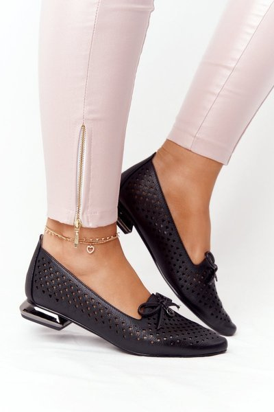 Otvorené mokasíny na striebornej päte Vinceza 21-10602 čierna